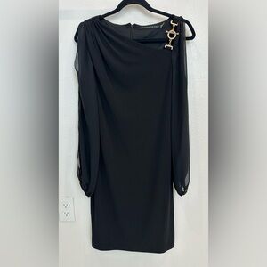 Ivanka Trump Black Dress with Gold Accent Buckle and Open Sleeves
